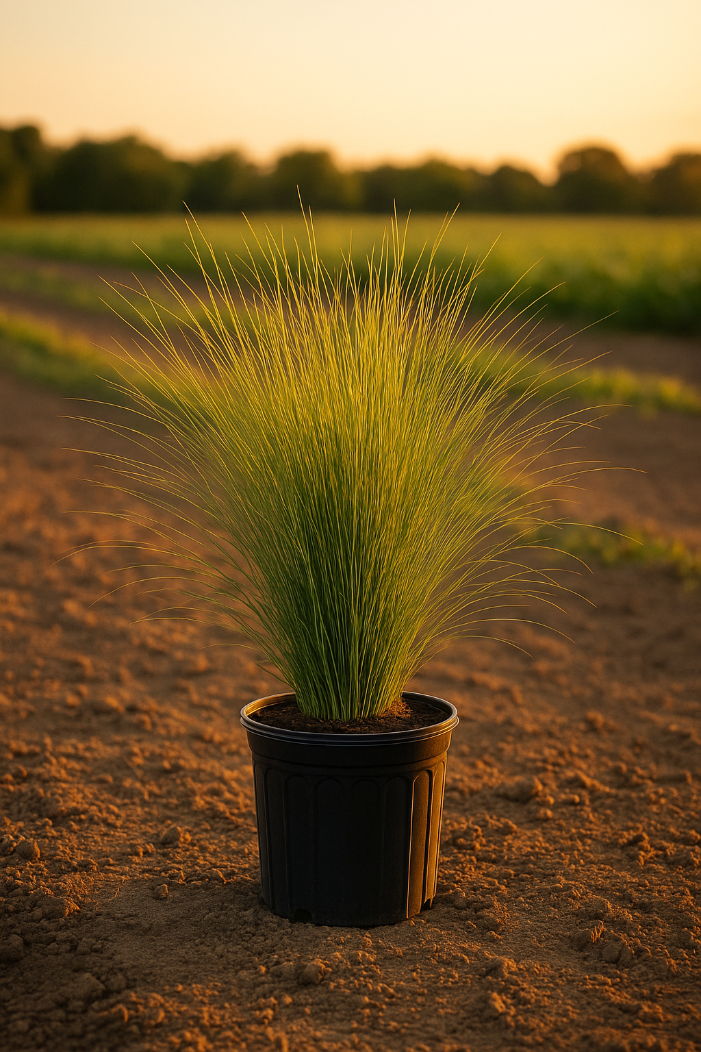 Sand Cordgrass Spartina bakeri in a 1-gallon pot with tall, fine-textured green blades.
