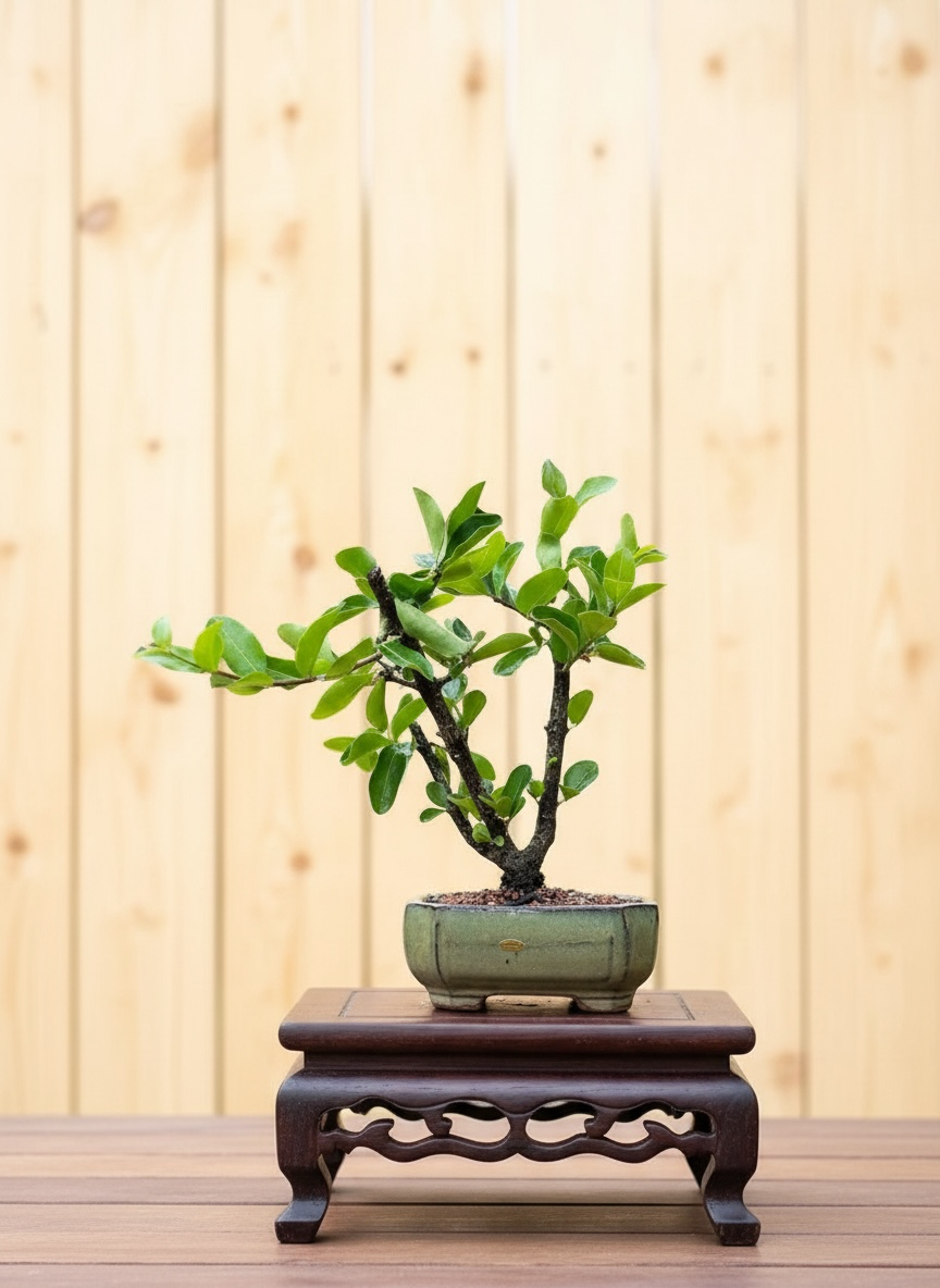 Barbados Cherry Bonsai Tree (Malpighia emarginata) in 6" Ceramic Bonsai Pot from L&J Nursery.