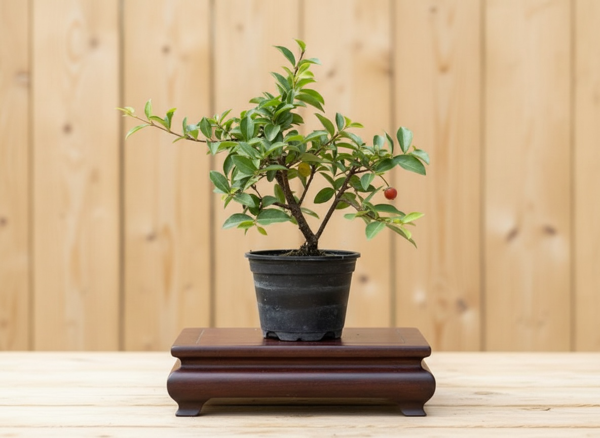 Barbados Cherry Pre-Bonsai Tree | Malpighia emarginata | 4 Inch Pot from L&J Nursery.