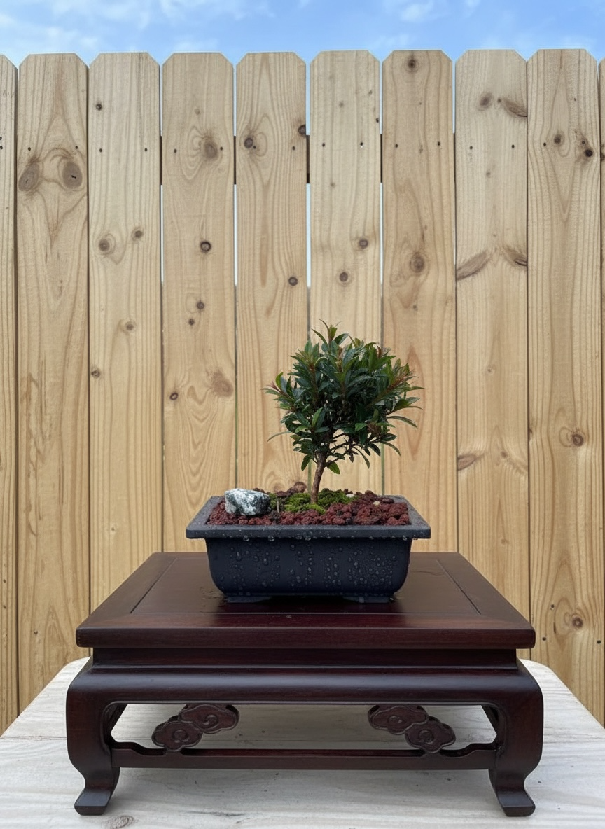 Brush Cherry Bonsai Tree (Syzygium paniculatum) in Bonsai Pot with Humidity Tray from L&J Nursery.