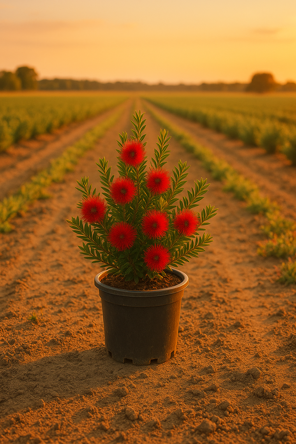 Dwarf Bottlebrush Plant Callistemon 'Little John' Compact Flowering Shrub front view from L&J Nursery.