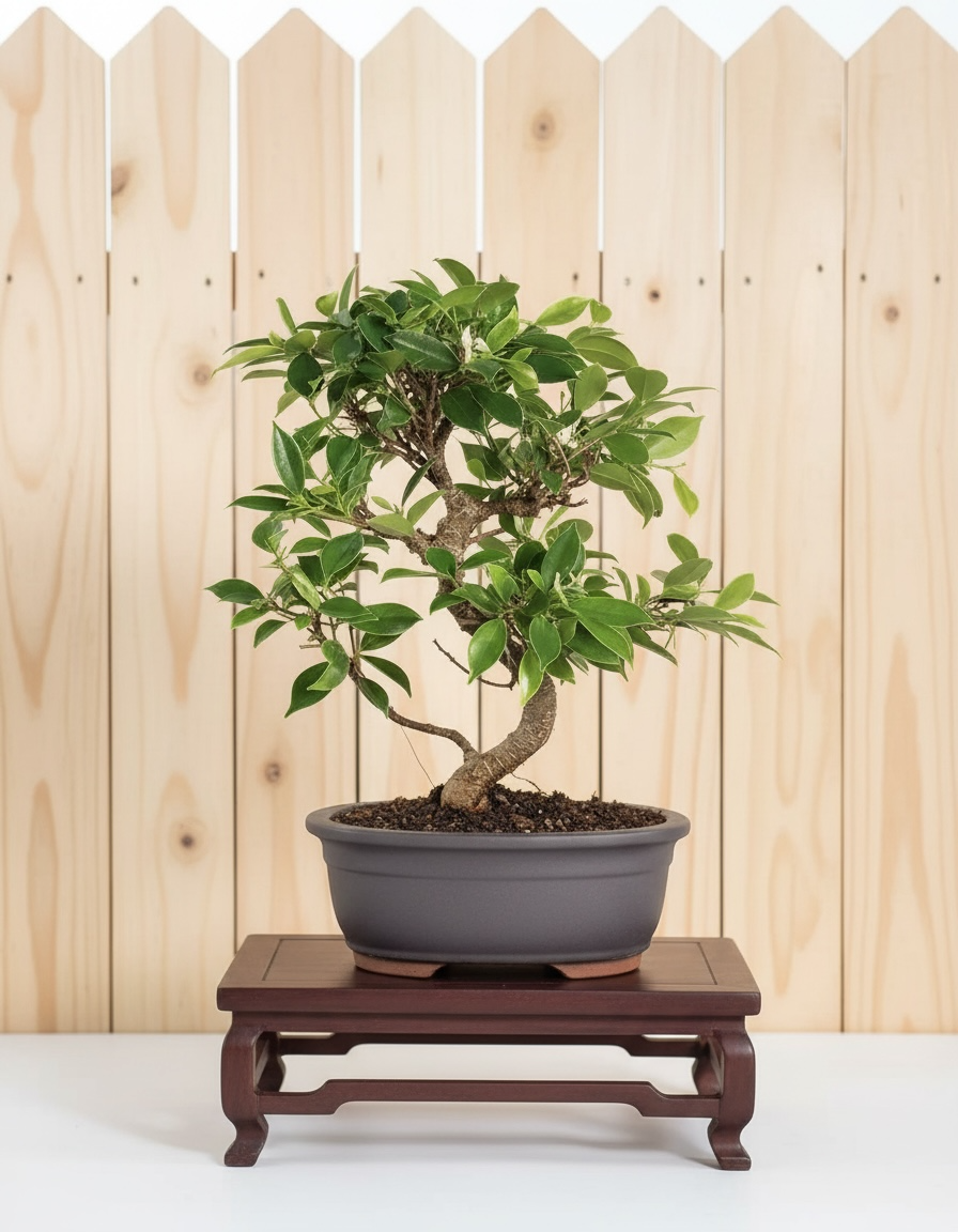 Ficus Retusa Bonsai Tree (Ficus microcarpa) in 8" Ceramic Bonsai Pot from L&J Nursery.