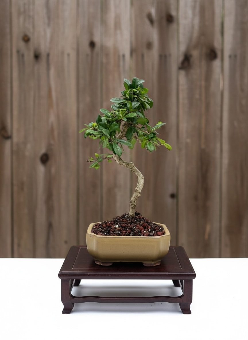 Fukien Tea Bonsai Tree (Carmona retusa) in 6" Ceramic Bonsai Pot from L&J Nursery.